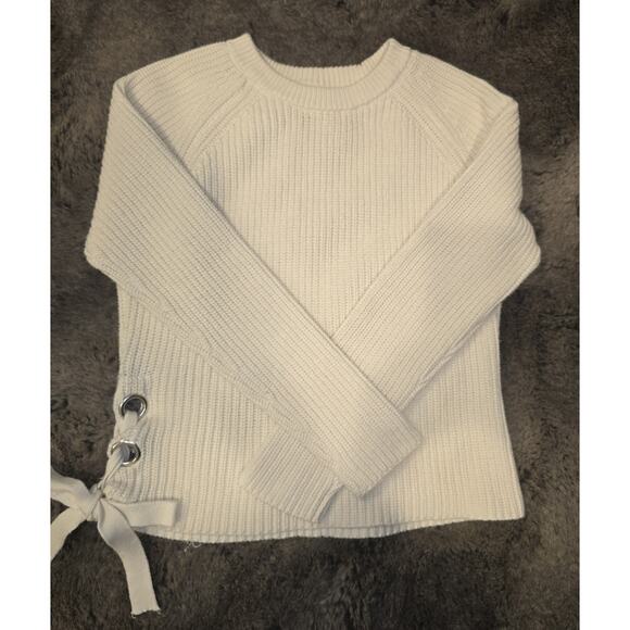 KUT From the Cloth Adire Knit Sweater Cream Lace Up Hem Women's Size Small - Picture 1 of 4